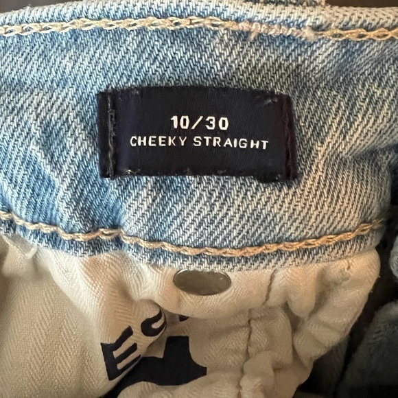 GAP Cheeky Straight Denim, Light Wash, Distressed - Picture 3 of 4